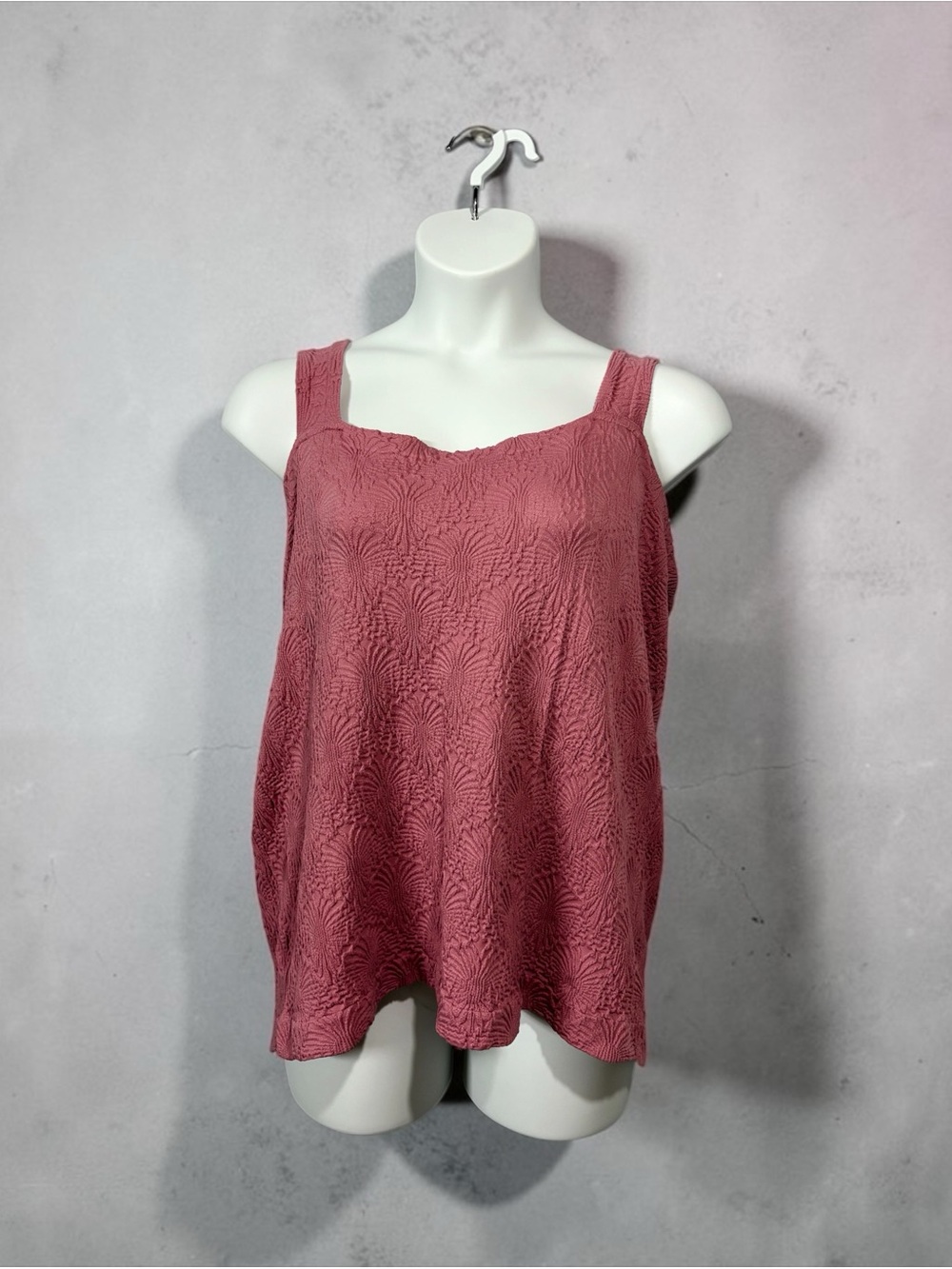 Lily Morgan, 3X, Plus Size Dusty Rose Stretch Textured Sleeveless Swing Tank Top